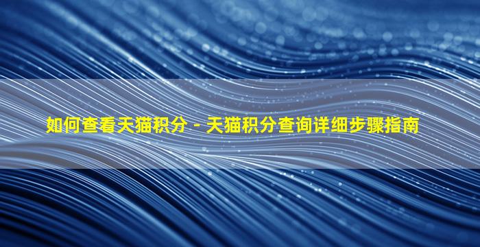 如何查看天猫积分 - 天猫积分查询详细步骤指南